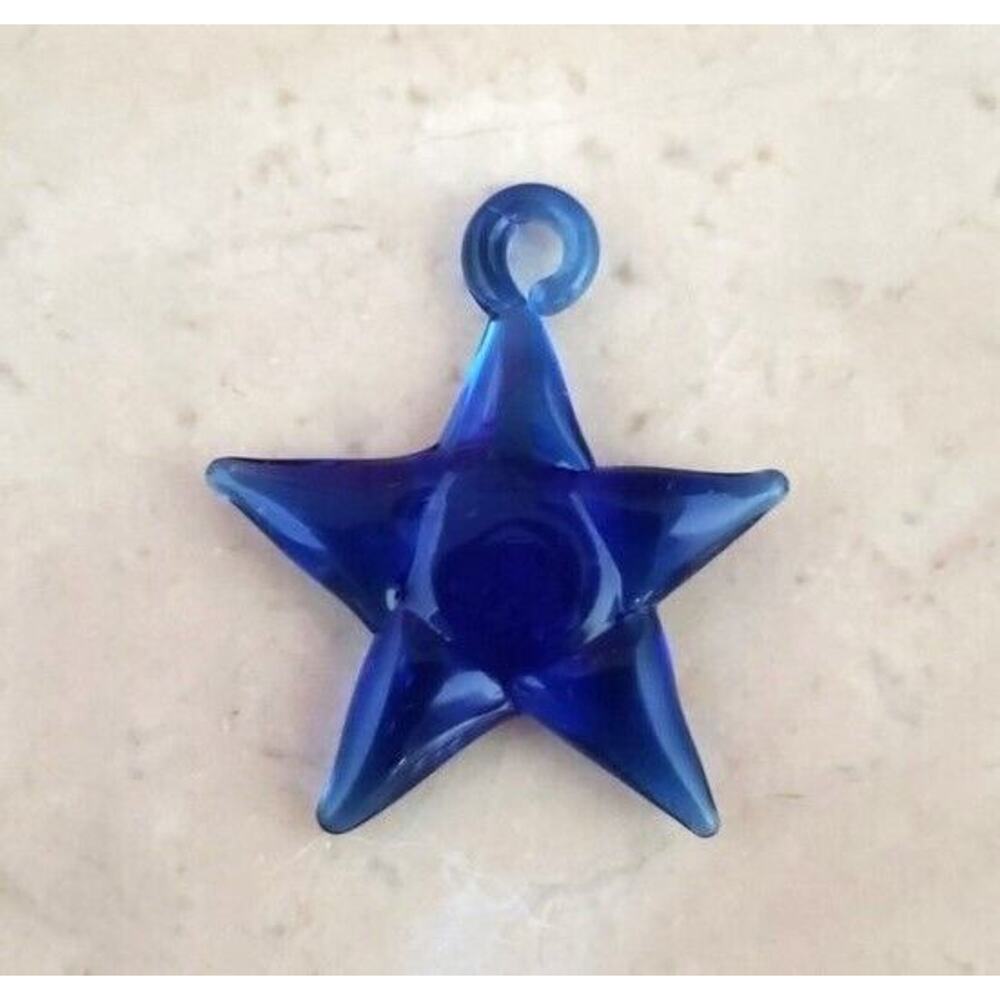Handmade Pendant - Blue Glass Pendant - Star Pendant - 1" - New